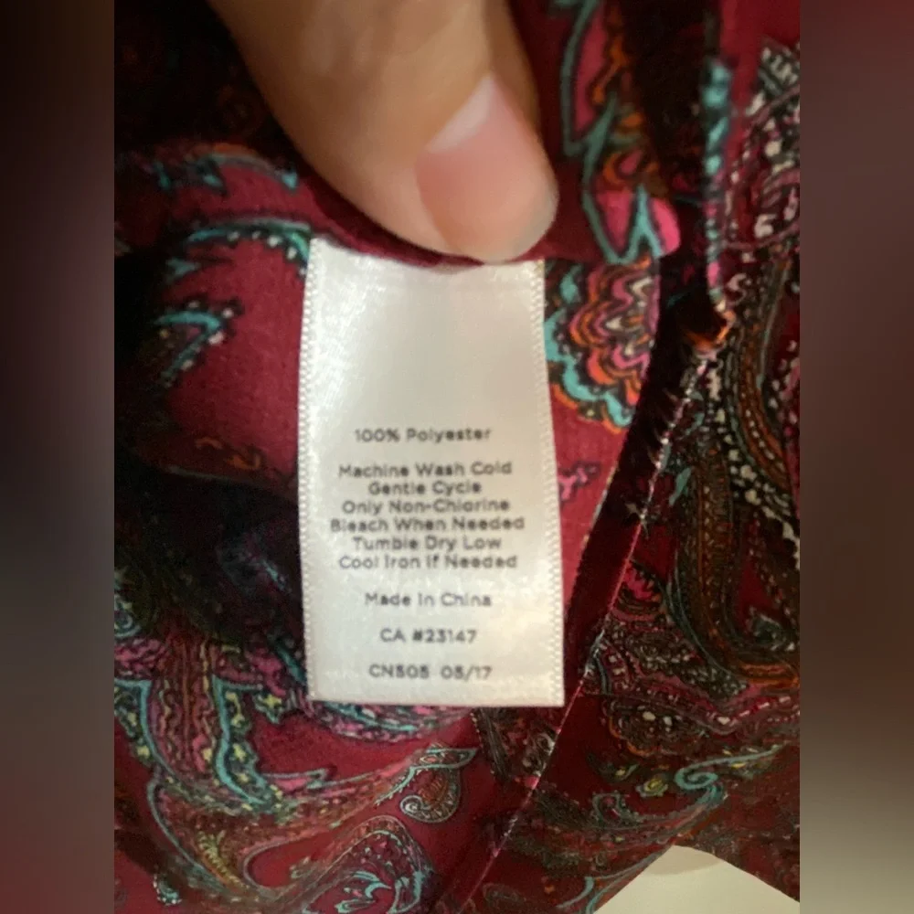 Talbots Red Paisley Ruffle Blouse - Picture 13 of 14